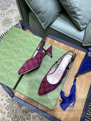 Gucci Women's GG Multicolo canvas sling back Red 2021 Collection