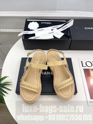 Chanel platform 6cm with chain Lambskin sandals Beige 2025