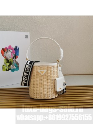 Prada Raffia tote bag 1BE062 white