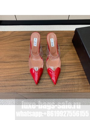 Alaïa LE CŒUR MULES IN PATENT CALFSKIN RED