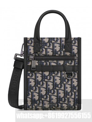 Christian Dior Safari North-South Mini Tote Bag Dark Blue