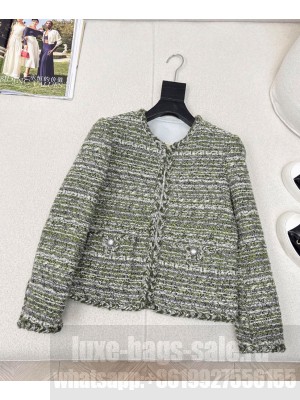 Chanel Women's Tweed Jacket Green