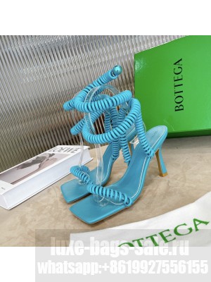 Bottega Veneta Leahter and Rubber Wire Stretch Sandals Spring/Summer 2022 Collection,Turquoise blue