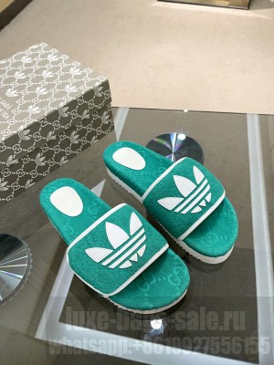 Adidas x Gucci women's platform GG cotton sponge sandal 2022 Collection 010