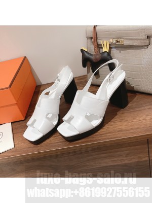 Hermes Elbe 9cm Sandals White