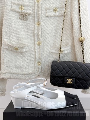 Chanel Satin & Grosgrain Wedge Slingbacks white 2025 