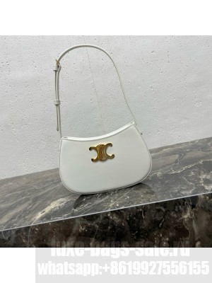 Celine MEDIUM TILLY BAG IN SHINY CALFSKIN 115703 white&gold