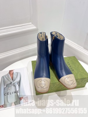 Gucci Women's with Interlocking G Hills Logo ankle boot blue 2021 Collection