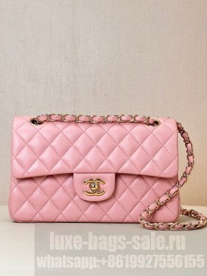 Chanel CLASSIC HANDBAG Lambskin & Gold-Tone Metal A01113 pink