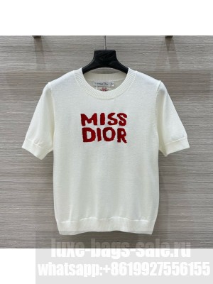 Dior Short-sleeved Sweater with Red Miss Dior Graffiti Motif