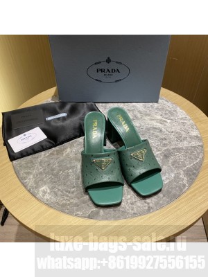 Prada 6.5cm ostrich skin slides sandals Mule2022 Collection Green