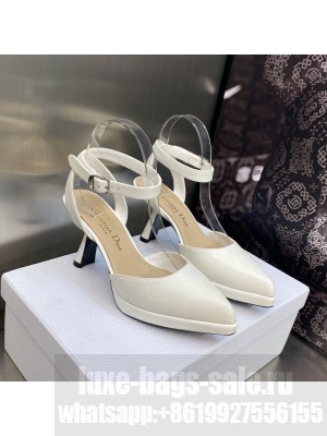 Dior Calfskin Pumps 8cm with Ankle Strap 2023 Nude
