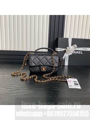 Chanel SMALL FLAP BAG WITH TOP HANDLE AS5298 BLACK