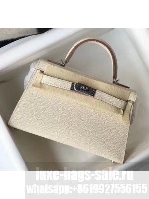 Hermes Mini Kelly II Handbag in Original Epsom Leather Off-White(Silver Hardware) Collection