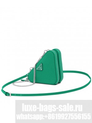 Prada Saffiano Leather Mini Pouch 1NR015 Green