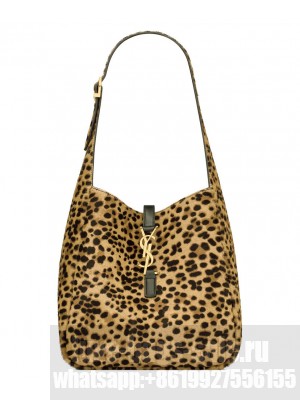 Saint Laurent Le 5 A 7 Supple Small In Pony Hair Leather Coffee