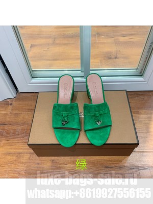 Loro Piana Summer Charms Sandal Suede Goatskin 2022 Collection,Green