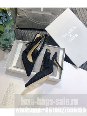 DIOR x CHIARA FERRAGNI  HEEL 9.5CM J'ADIOR SLINGBACK PUMPS TECHNICAL FABRIC BLACK 02