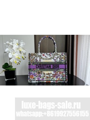 Medium Dior Book Tote Ecru Multicolor Dior 4 Saisons Ete Soleil Embroidery M1296ZEB