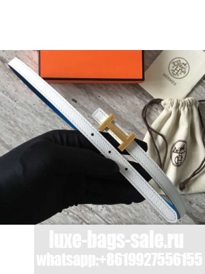 Hermes Width 1.3cm Reversible Leather Constance H Buckle Belt White/Gold