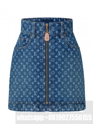 Louis Vuitton Women's Monogram Denim Mini Skirt Blue