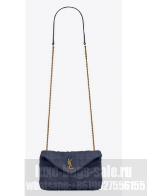 SAINT LAURENT PUFFER TOY BAG IN CANVAS AND SMOOTH LEATHER 620333 MARINE