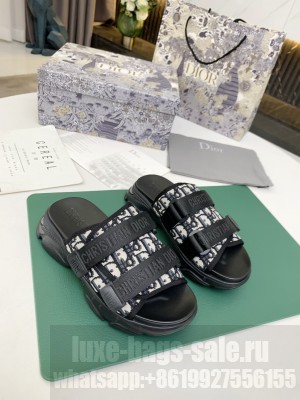 Dior D-Wander Flat Strap Sandals Dark Blue 2021 Collection