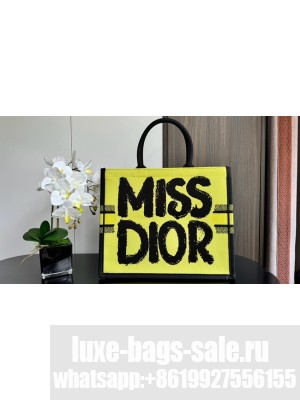 Medium Dior Book Tote Green and Blue Miss Dior Graffiti Embroidery M1296ZEZD
