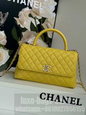 Chanel LARGE FLAP BAG WITH TOP HANDLE A92991 yellow