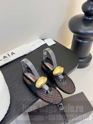 Alaïa JEWEL BALLET FLATS IN FISHNET BLACK