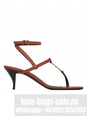 Saint Laurent Women's Cassandra Sandals In Smooth Leather Coffee