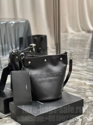 SAINT LAUREN RIVE GAUCHE BUCKET BAG IN SMOOTH LEATHER Y689299A black
