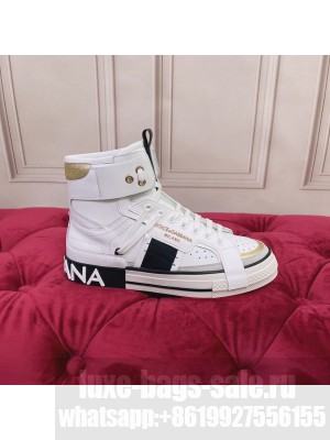 DOLCE & GABBANA UNISEX CALFSKIN 2.ZERO CUSTOM HIGH-TOP SNEAKERS WITH CONTRASTING DETAILS 2022 COLLECTION 02