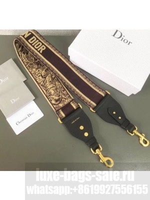 Dior Toile de Jouy motif Embroidered Shoulder Strap Burgundy
