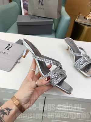 GINA TATIANA In Platinum Lizard 55mm sandal Mule gray 2021 Collection