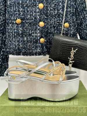 Gucci Signoria 7.5cm Platform Sandals Silver