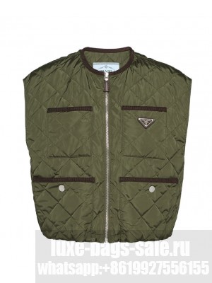 Prada Women's Quilted Light Re-Nylon Vest Dark Green