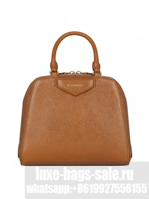 Givenchy Mini Antigona Cube Bag In Leather Coffee