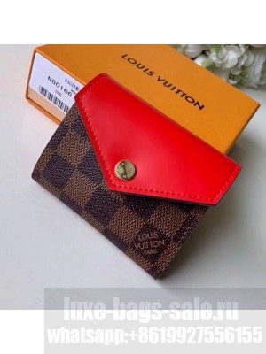 Louis Vuitton Zoé Small Wallet M62932 Damier Ebene Canvas/Red Leather  Collection