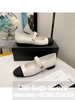Chanel Lambskin Mary Janes Ballerinas White 2022 Collection