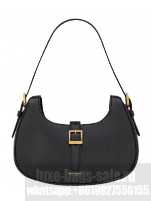 Saint Laurent Le Fermoir Hobo Bag In Shiny Leather 672615 Black