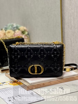 MEDIUM DIOR CARO BAG Cannage Calfskin with Diamond Motif M9241UW black&gold