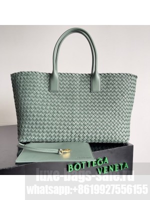 Bottega Veneta Large intreccio leather tote bag 608811 Travertine