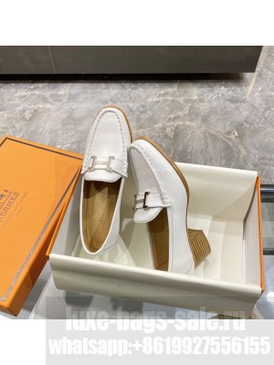 Hermes High heel loafer signature "H" White 2021 Collection