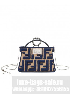 Fendi Nano Peekaboo Charm 7AR993 Dark Blue