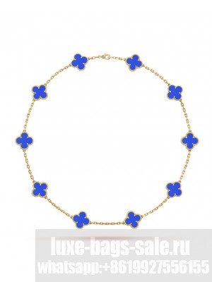 Van Cleef & Arpels Women's Vintage Alhambra Necklace, 10 Motifs Blue