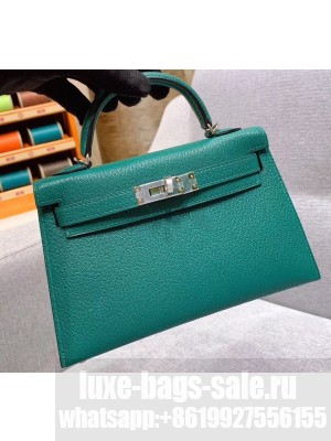 Hermes Mini Kelly II Bag in Original Chevre Leather Green