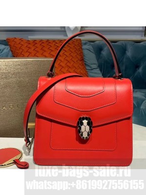 Bvlgari Serpenti Forever 18cm Crossbody Top Handle Bag Red/Nude 2019