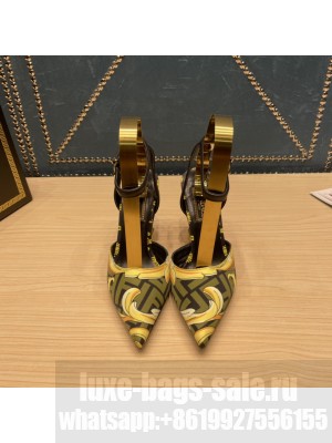 Fendace printed silk high-heeled slingbacks Green 2022 Collection