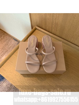 GIANVITO ROSSI FLOREA slip-on 60mm two slim rounded leather straps sandal beige 2022 Collection